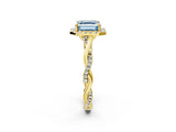 Yellow gold Fancy Blue Asscher Cut Halo Twist Band with Four-Prong Setting_14