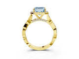 Yellow gold Fancy Blue Asscher Cut Halo Twist Band with Four-Prong Setting_15