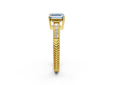 Yellow gold Fancy Blue Asscher  Cut Milgrain Channel Set Engagement Ring with Solitaire Prong Setting_19