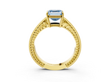 Yellow gold Fancy Blue Asscher  Cut Milgrain Channel Set Engagement Ring with Solitaire Prong Setting_20
