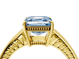 Yellow gold Fancy Blue Asscher  Cut Milgrain Channel Set Engagement Ring with Solitaire Prong Setting_21