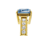 Yellow gold Fancy Blue Asscher  Cut Milgrain Channel Set Engagement Ring with Solitaire Prong Setting_22