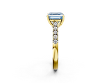 Yellow gold Fancy Blue Asscher  Cut Pavé Band Solitaire Ring with Four-Prong Setting_36