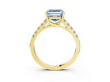 Yellow gold Fancy Blue Asscher  Cut Pavé Band Solitaire Ring with Four-Prong Setting_37