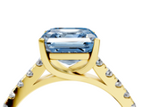 Yellow gold Fancy Blue Asscher  Cut Pavé Band Solitaire Ring with Four-Prong Setting_38