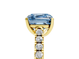 Yellow gold Fancy Blue Asscher  Cut Pavé Band Solitaire Ring with Four-Prong Setting_39