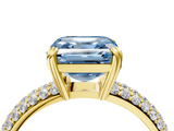 Yellow gold Fancy Blue Asscher  Cut Pave Diamond Engagement Ring with Channel Set Band and Four-Prong Setting_4