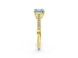 Yellow gold Fancy Blue Asscher Cut Solitaire Cathedral Diamond Engagement Ring with Channel-Set Band and Four-Prong Setting_17