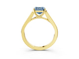 Yellow gold Fancy Blue Asscher Cut Solitaire Cathedral Diamond Engagement Ring with Channel-Set Band and Four-Prong Setting_18