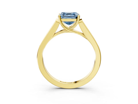 Yellow gold Fancy Blue Asscher Cut Solitaire Cathedral Diamond Engagement Ring with Channel-Set Band and Four-Prong Setting_18
