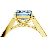 Yellow gold Fancy Blue Asscher Cut Solitaire Cathedral Diamond Engagement Ring with Channel-Set Band and Four-Prong Setting_19