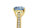 Yellow gold Fancy Blue Asscher Cut Solitaire Cathedral Diamond Engagement Ring with Channel-Set Band and Four-Prong Setting_20