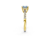 Yellow gold Fancy Blue Asscher Cut Solitaire Diamond Engagement Ring with Pavé Band and Six-Prong Setting_2