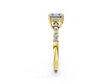 Yellow gold Fancy Blue Asscher Cut Solitaire Diamond Engagement Ring with Pavé Band and Six-Prong Setting_26
