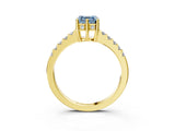 Yellow gold Fancy Blue Asscher Cut Solitaire Diamond Engagement Ring with Pavé Band and Six-Prong Setting_27
