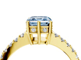 Yellow gold Fancy Blue Asscher Cut Solitaire Diamond Engagement Ring with Pavé Band and Six-Prong Setting_28