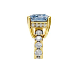 Yellow gold Fancy Blue Asscher Cut Solitaire Diamond Engagement Ring with Pavé Band and Six-Prong Setting_29