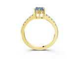 Yellow gold Fancy Blue Asscher Cut Solitaire Diamond Engagement Ring with Pavé Band and Six-Prong Setting_3