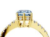 Yellow gold Fancy Blue Asscher Cut Solitaire Diamond Engagement Ring with Pavé Band and Six-Prong Setting_4