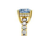Yellow gold Fancy Blue Asscher Cut Solitaire Diamond Engagement Ring with Pavé Band and Six-Prong Setting_5