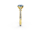 Yellow gold Fancy Blue Asscher  Cut Solitaire Diamond Engagement Ring with Pave Band and Four-Prong Setting_2