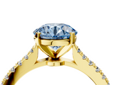 Yellow gold Fancy Blue Asscher  Cut Solitaire Diamond Engagement Ring with Pave Band and Four-Prong Setting_4