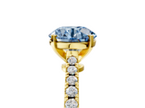 Yellow gold Fancy Blue Asscher  Cut Solitaire Diamond Engagement Ring with Pave Band and Four-Prong Setting_5