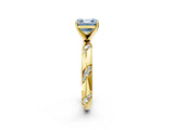 Yellow gold Fancy Blue Asscher Cut Solitaire Diamond Engagement Ring with Twisted Pave Band and Four-Prong Setting_5