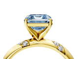 Yellow gold Fancy Blue Asscher Cut Solitaire Diamond Engagement Ring with Twisted Pave Band and Four-Prong Setting_7