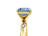 Yellow gold Fancy Blue Asscher Cut Solitaire Diamond Engagement Ring with Twisted Pave Band and Four-Prong Setting_8