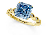 Yellow gold Fancy Blue Asscher Cut Solitaire Diamond Ring with Infinity Twist Band and Four-Prong Setting_1