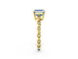 Yellow gold Fancy Blue Asscher Cut Solitaire Diamond Ring with Infinity Twist Band and Four-Prong Setting_2