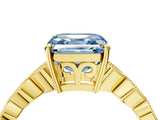 Yellow gold Fancy Blue Asscher Cut Solitaire Diamond Ring with Infinity Twist Band and Four-Prong Setting_4