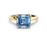 Yellow gold Fancy Blue Asscher Cut Solitaire Diamond Ring with Six-Prong Setting and Classic Band_12
