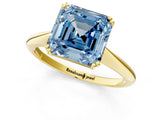 Yellow gold Fancy Blue Asscher Cut Solitaire Diamond Ring with Six-Prong Setting and Classic Band_13
