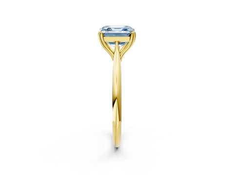 Yellow gold Fancy Blue Asscher Cut Solitaire Diamond Ring with Six-Prong Setting and Classic Band_2