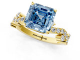 Yellow gold Fancy Blue Asscher  Cut Solitaire Diamond Twisted Band with Pave Setting_18