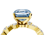 Yellow gold Fancy Blue Asscher  Cut Solitaire Diamond Twisted Band with Pave Setting_21