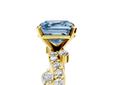 Yellow gold Fancy Blue Asscher  Cut Solitaire Diamond Twisted Band with Pave Setting_22