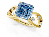 Yellow gold Fancy Blue Asscher  Cut Solitaire Diamond with Side Stones on Criss-Cross Band and Four-Prong Setting_23