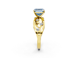 Yellow gold Fancy Blue Asscher  Cut Solitaire Diamond with Side Stones on Criss-Cross Band and Four-Prong Setting_24
