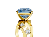 Yellow gold Fancy Blue Asscher  Cut Solitaire Diamond with Side Stones on Criss-Cross Band and Four-Prong Setting_27