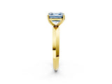 Yellow gold Fancy Blue Asscher  Cut Solitaire Engagement Ring with Flat Band and Four-Prong Setting 3