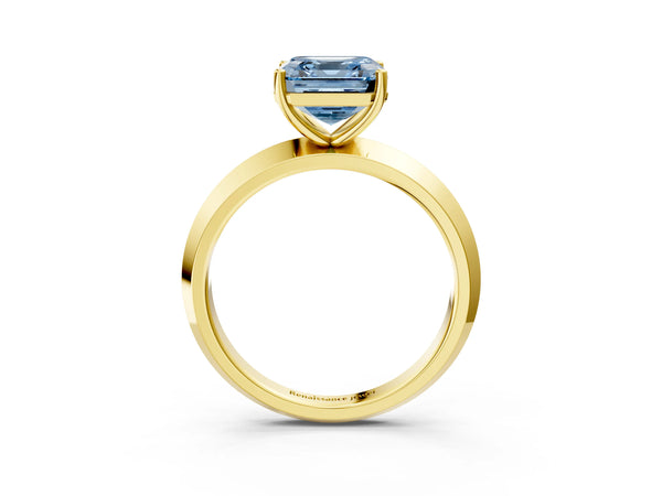 Yellow Gold Asscher Cut Knife-Edge Solitaire Engagement Ring Setting for Fancy Blue Center
