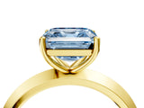 Yellow gold Fancy Blue Asscher  Cut Solitaire Engagement Ring with Flat Band and Four-Prong Setting 5