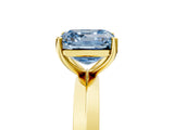 Yellow gold Fancy Blue Asscher  Cut Solitaire Engagement Ring with Flat Band and Four-Prong Setting