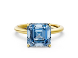 Yellow gold Fancy Blue Asscher  Cut Solitaire Engagement Ring with Four-Prong Setting and Classic Band_22