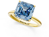 Yellow gold Fancy Blue Asscher  Cut Solitaire Engagement Ring with Four-Prong Setting and Classic Band_23