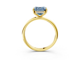 Yellow gold Fancy Blue Asscher  Cut Solitaire Engagement Ring with Four-Prong Setting and Classic Band_25