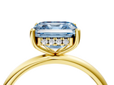 Yellow gold Fancy Blue Asscher  Cut Solitaire Engagement Ring with Four-Prong Setting and Classic Band_26